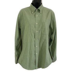Lands' End Trim Medium Men's Green Light Green Shirt Long Sleeve Button Up